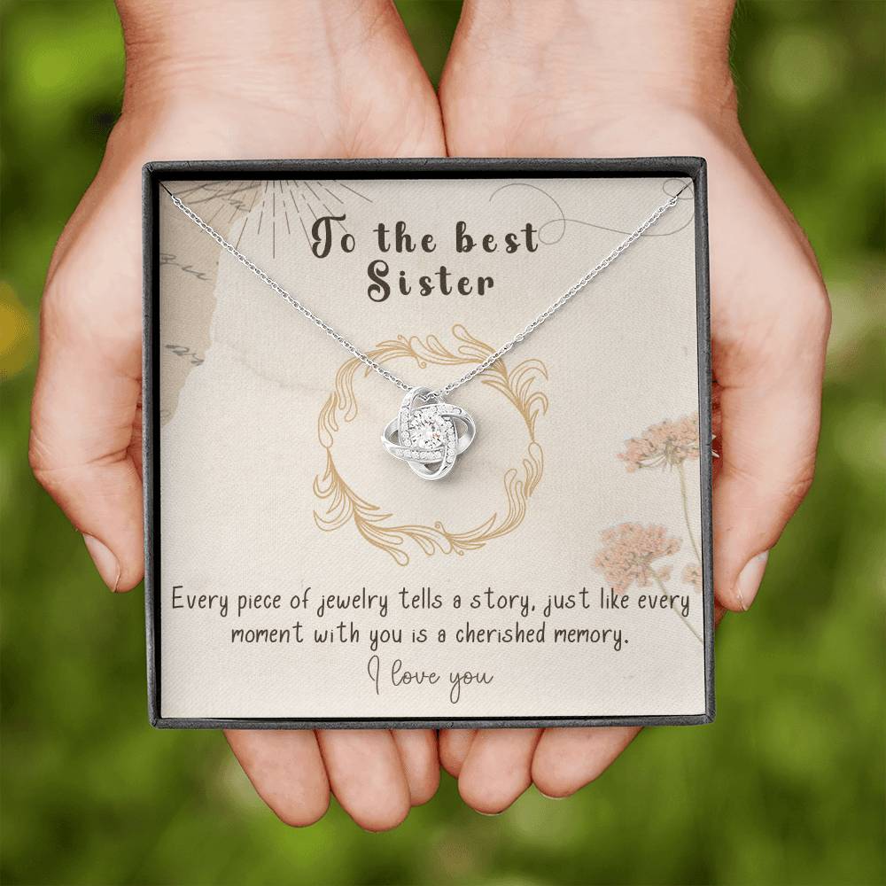 Infinite Love Knot Necklace - A Gift of Timeless Elegance for My Beloved Sister