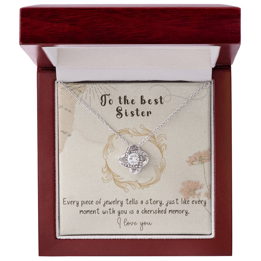 Infinite Love Knot Necklace - A Gift of Timeless Elegance for My Beloved Sister