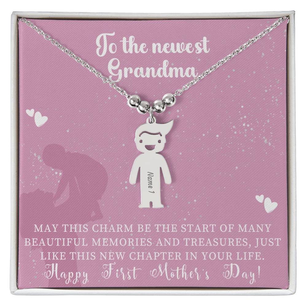 Engraved Kids Charm Necklace - For Grandmothers
