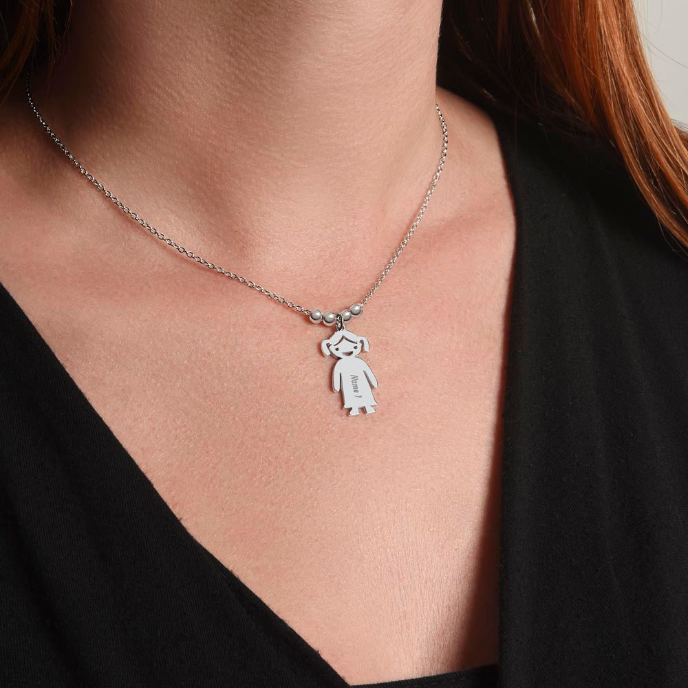 Engraved Kids Charm Necklace - For Grandmothers