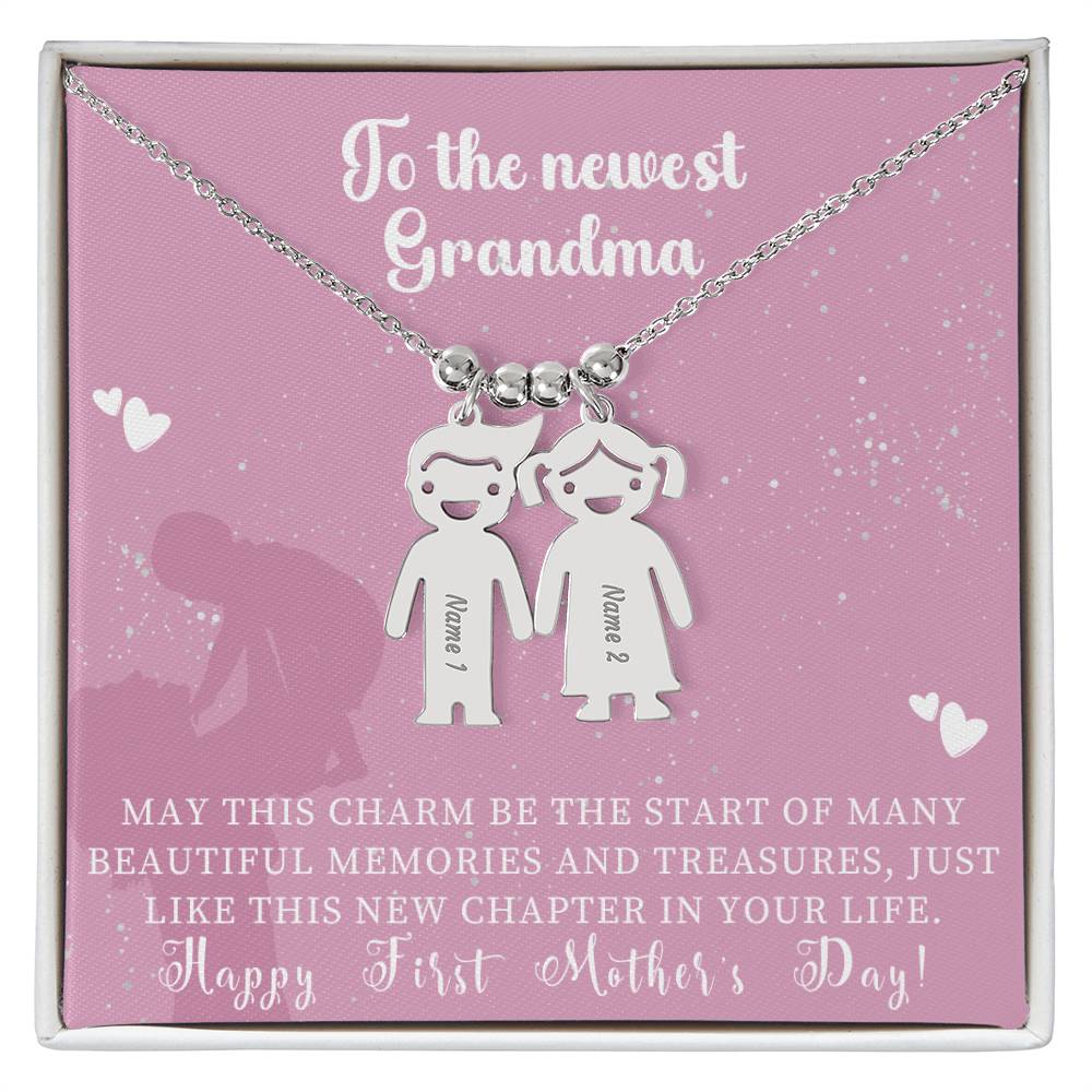 Engraved Kids Charm Necklace - For Grandmothers
