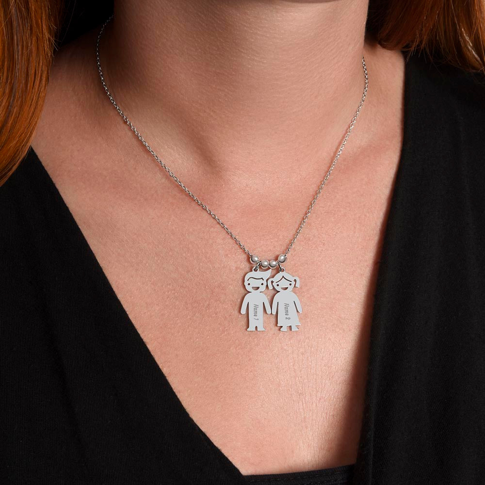 Engraved Kids Charm Necklace - For Mothers