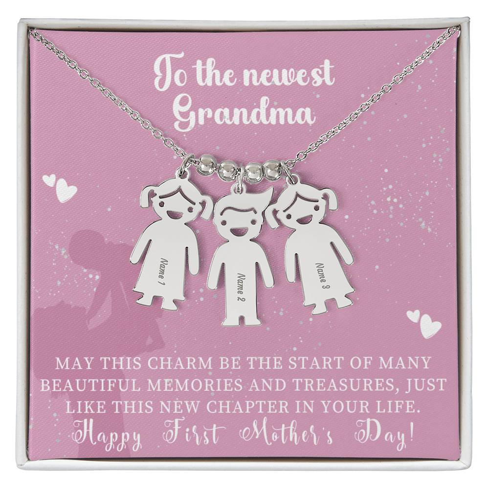 Engraved Kids Charm Necklace - For Grandmothers