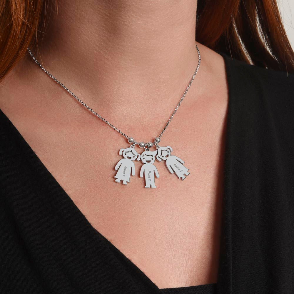 Engraved Kids Charm Necklace - For Grandmothers