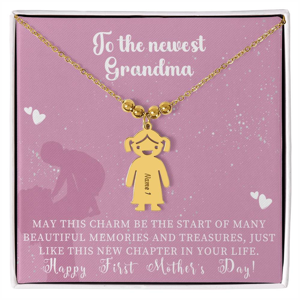 Engraved Kids Charm Necklace - For Grandmothers