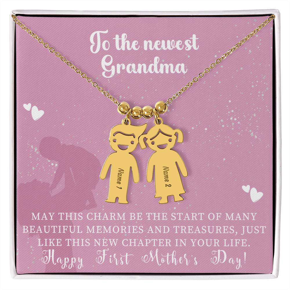 Engraved Kids Charm Necklace - For Grandmothers