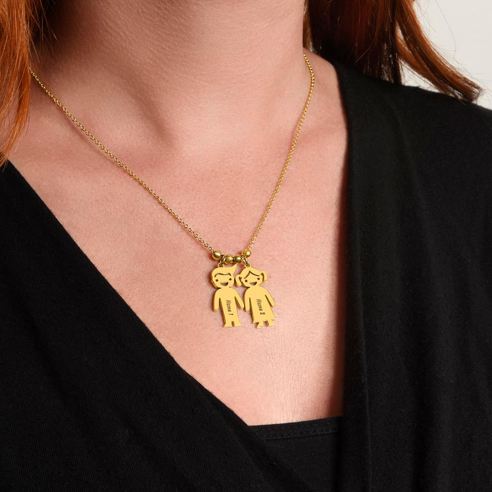 Engraved Kids Charm Necklace - For Grandmothers