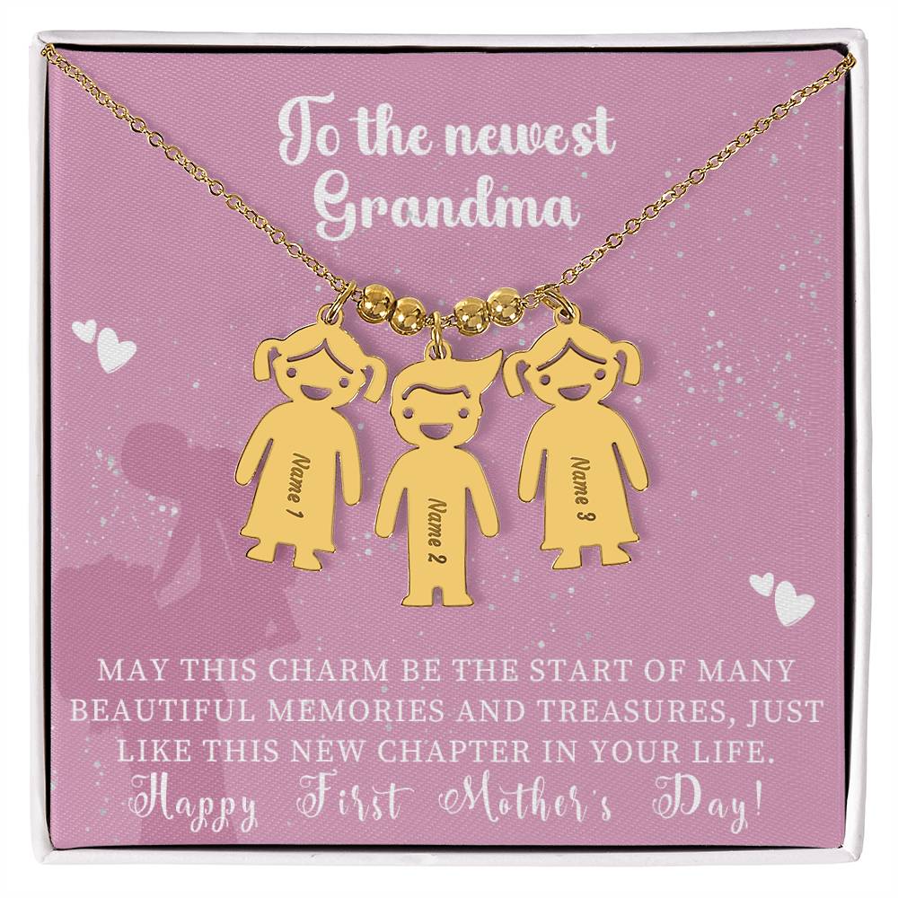 Engraved Kids Charm Necklace - For Grandmothers