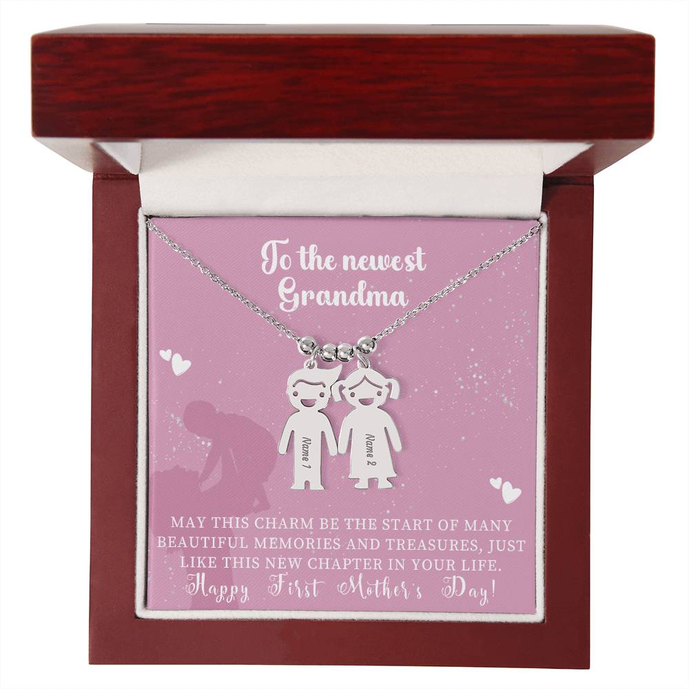 Engraved Kids Charm Necklace - For Grandmothers