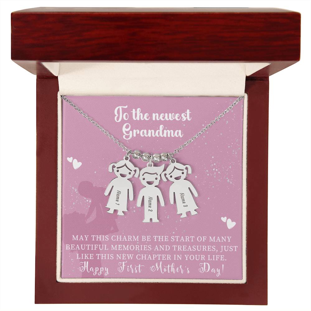Engraved Kids Charm Necklace - For Grandmothers