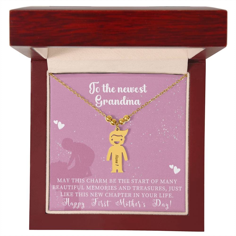 Engraved Kids Charm Necklace - For Grandmothers