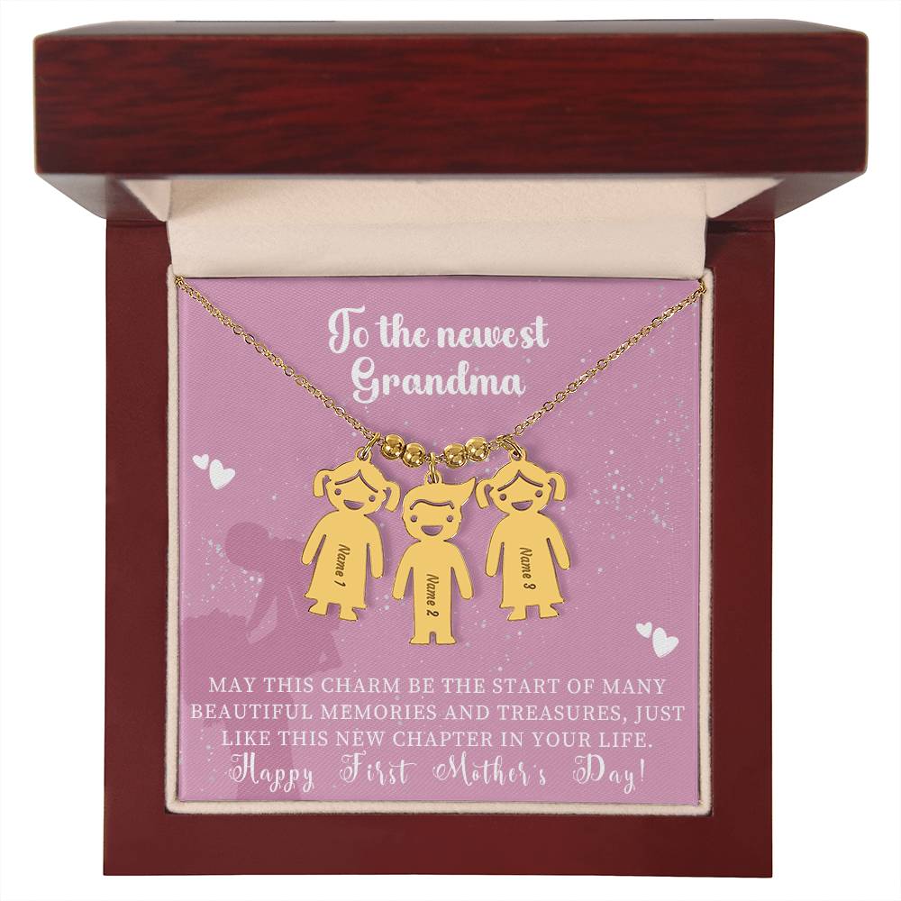 Engraved Kids Charm Necklace - For Grandmothers