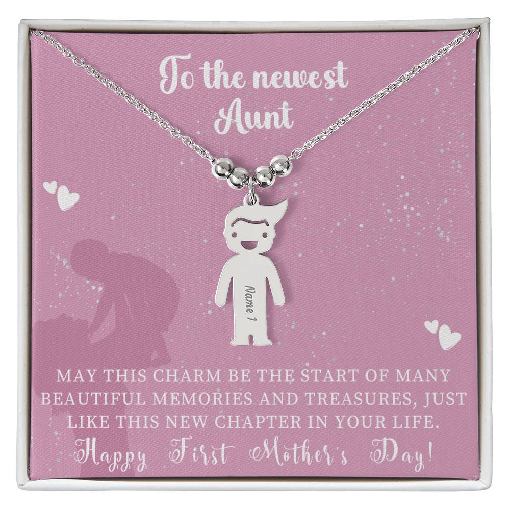 Engraved Kids Charm Necklace - For Aunts