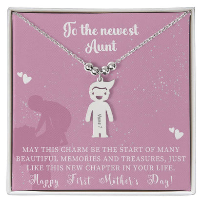 Engraved Kids Charm Necklace - For Aunts