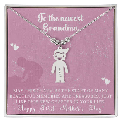 Engraved Kids Charm Necklace - For Grandmothers