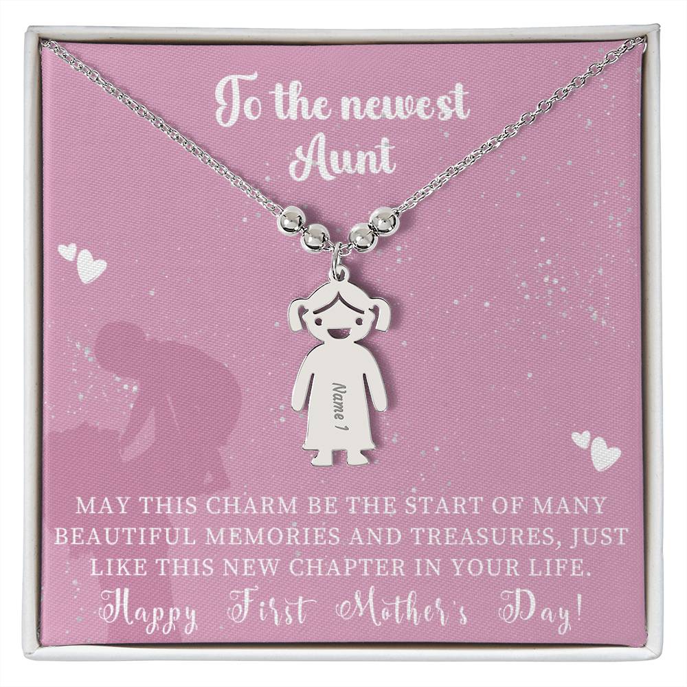 Engraved Kids Charm Necklace - For Aunts
