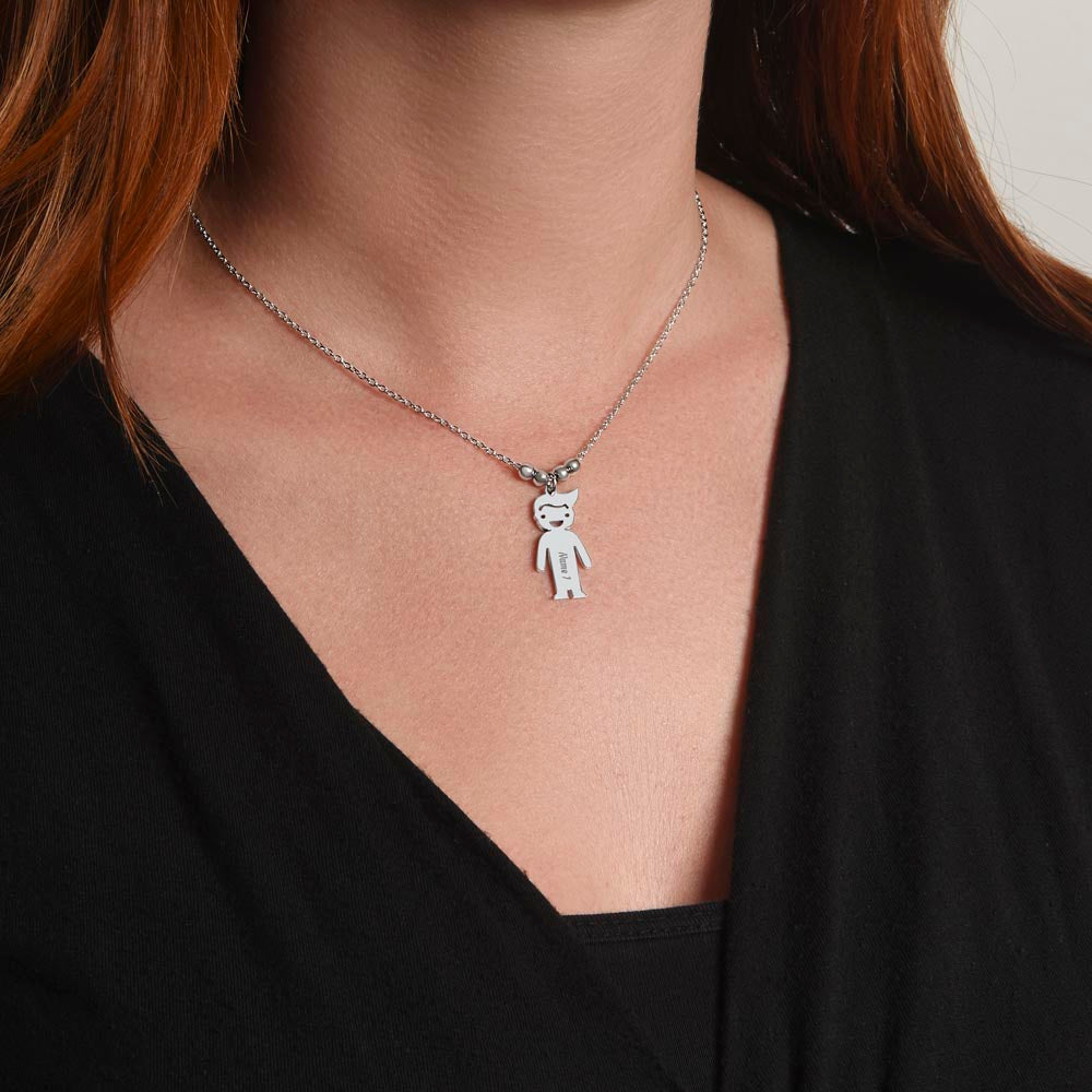 Engraved Kids Charm Necklace - For Aunts