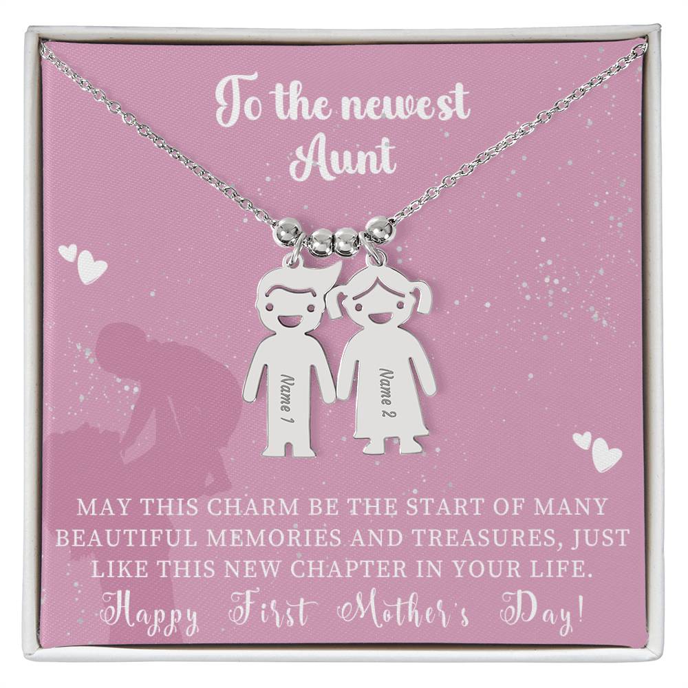 Engraved Kids Charm Necklace - For Aunts
