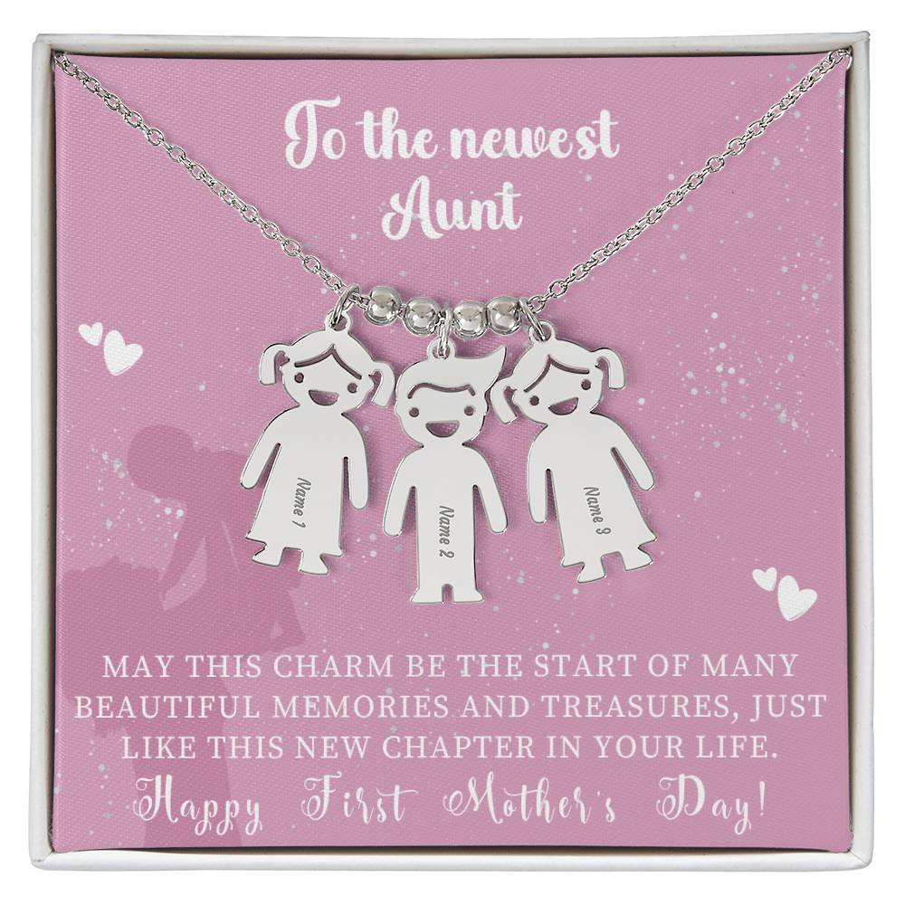Engraved Kids Charm Necklace - For Aunts
