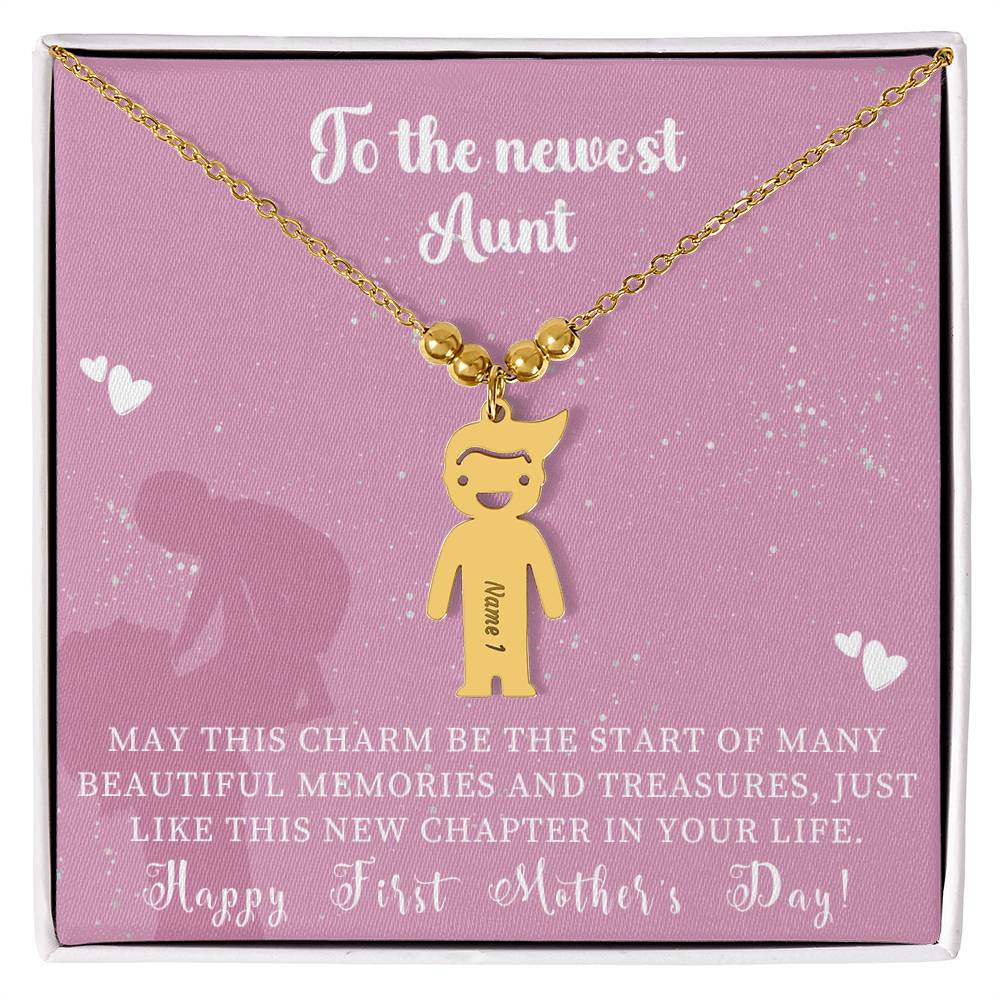 Engraved Kids Charm Necklace - For Aunts