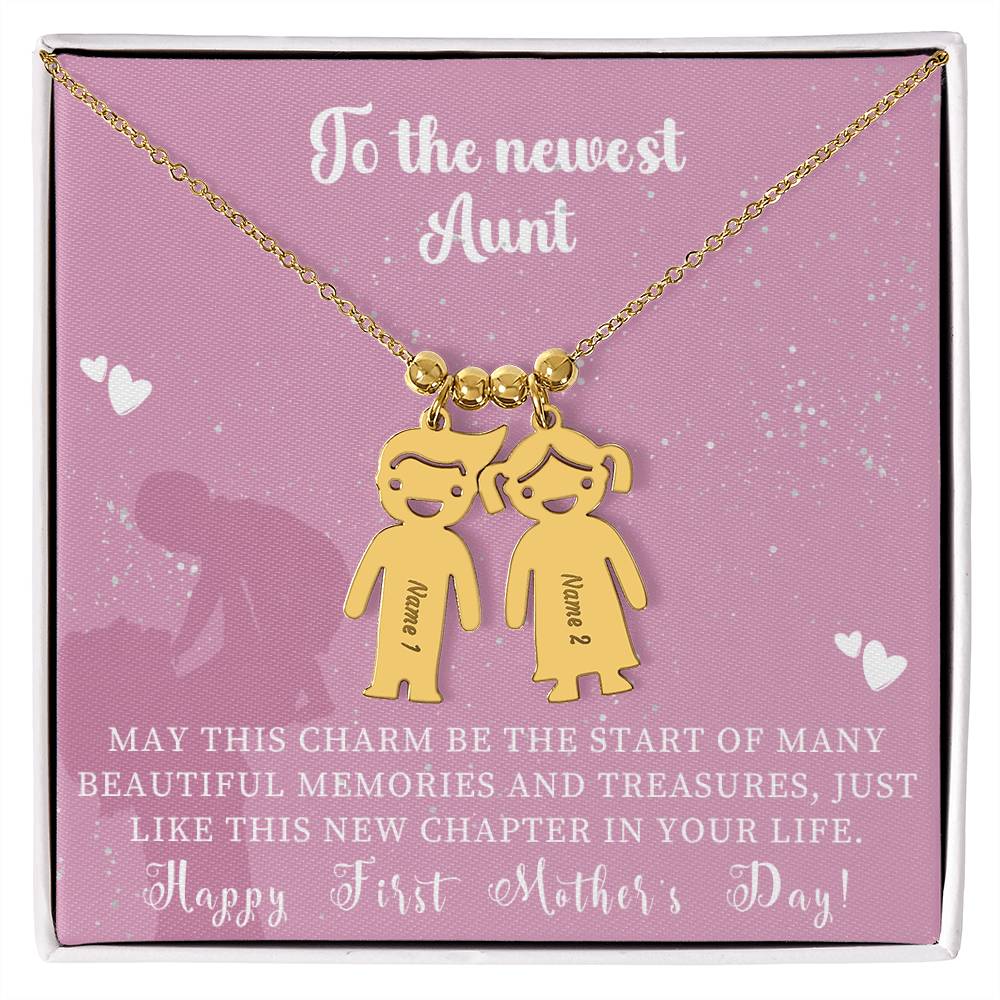 Engraved Kids Charm Necklace - For Aunts