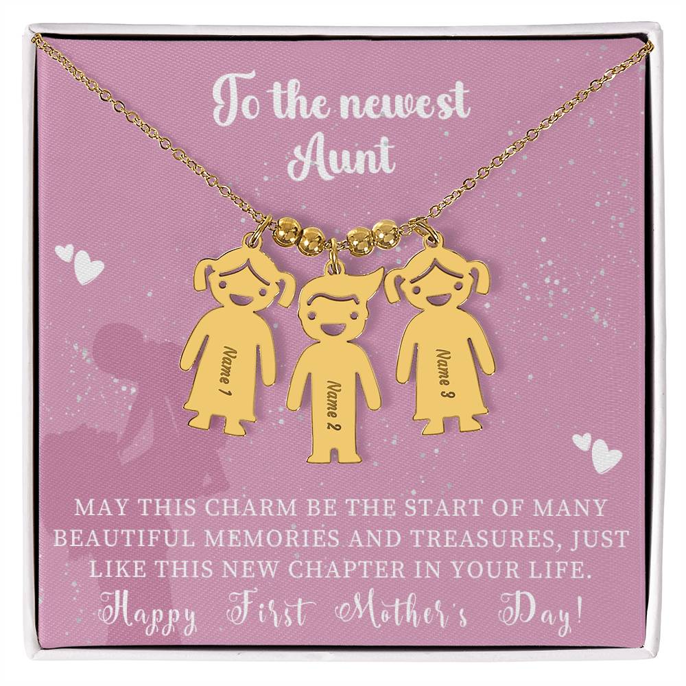 Engraved Kids Charm Necklace - For Aunts
