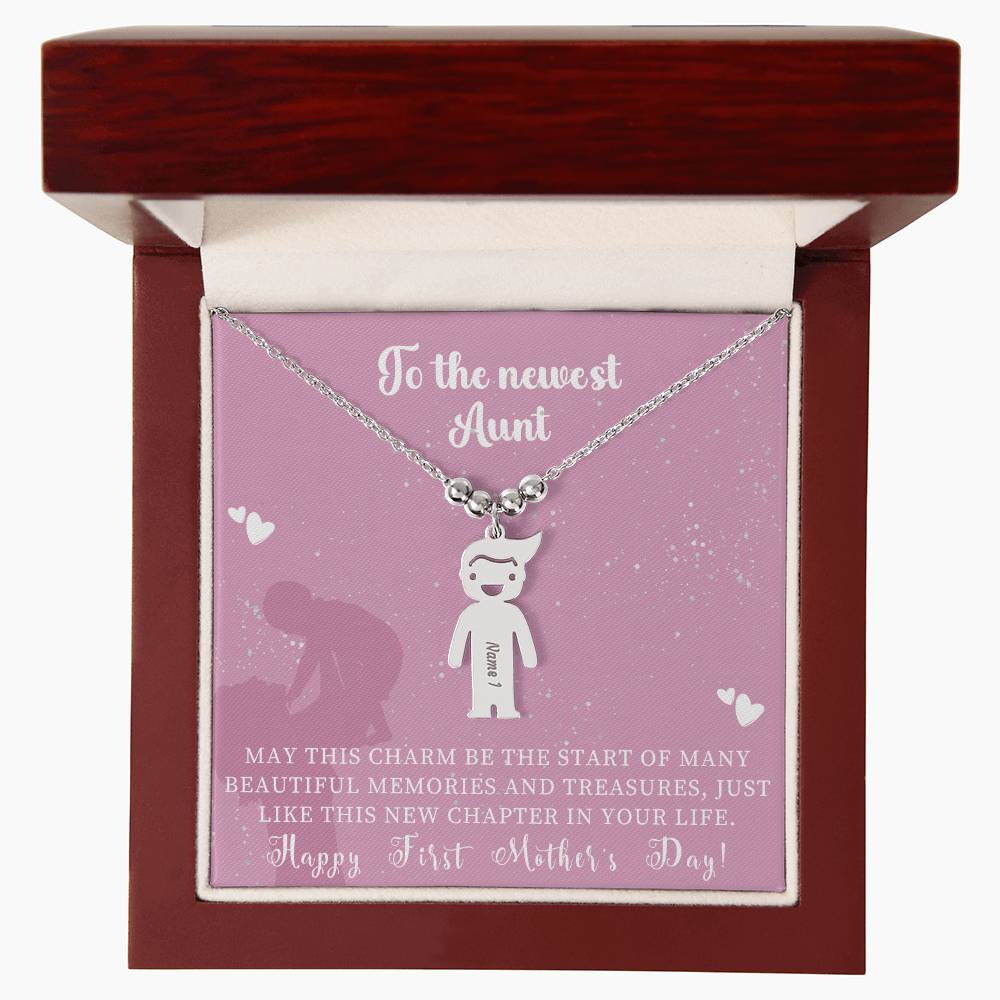 Engraved Kids Charm Necklace - For Aunts