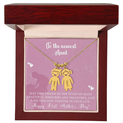 Engraved Kids Charm Necklace - For Aunts