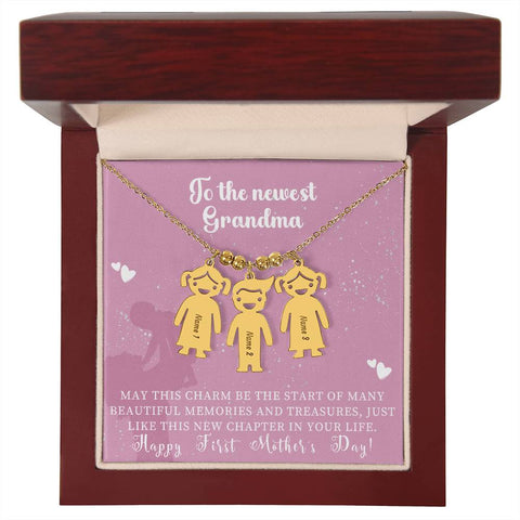Engraved Kids Charm Necklace - For Grandmothers