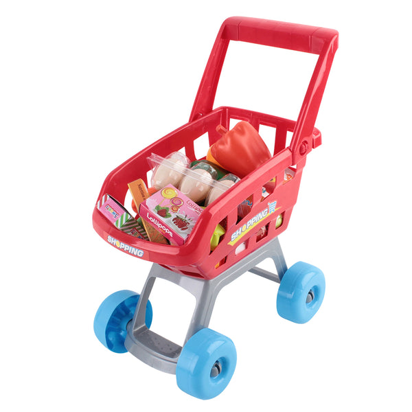 Kids Red & White Supermarket Toy Set Complete With Checkout and Shopping Trolley